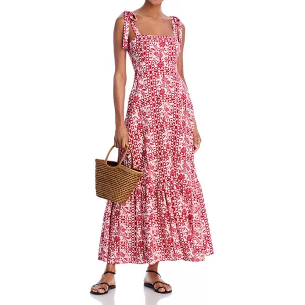 Aqua Red and White Maxi Dress